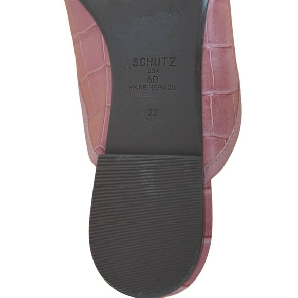 Schutz "Carlene" Rosa Croc Embossed Mule Ballet Flats‎ Sz 6B - Picture 8 of 9